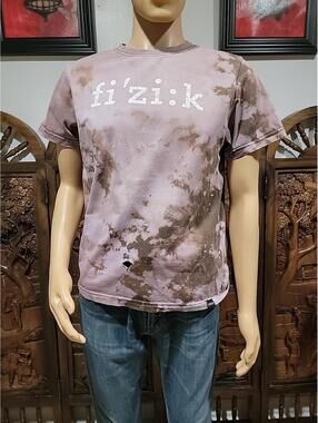 FIZIK LOGO T-SHIRT Men's Sz M Lavender Brown Short Sleeve Distressed Tie Dye #R1
